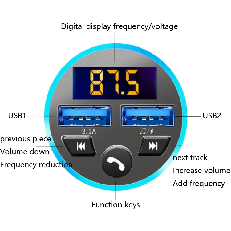 Wireless Player Car 3.1A Charger Car FM Transmitter