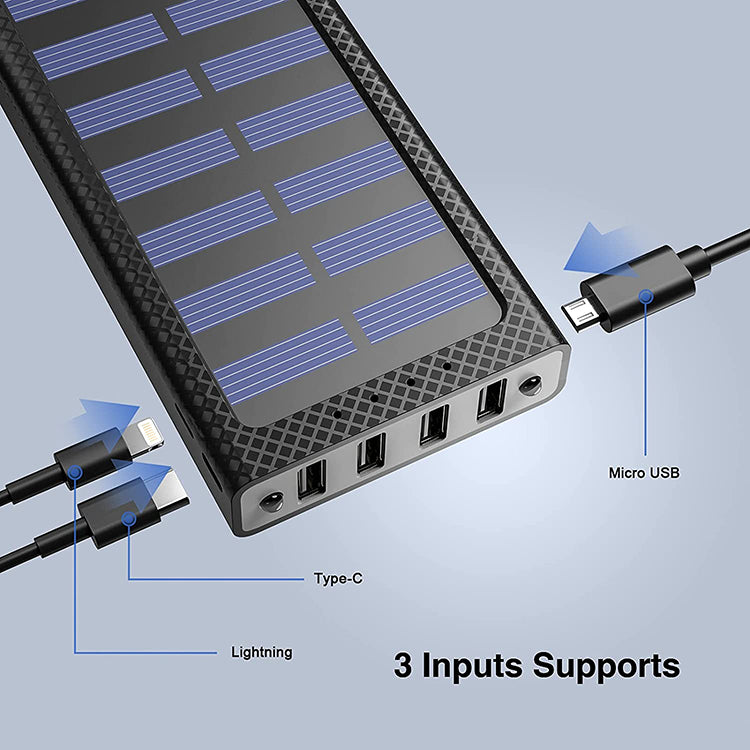 Slim Solar Battery Charger Power Bank Phone Quick Electronics Power Bank 30000